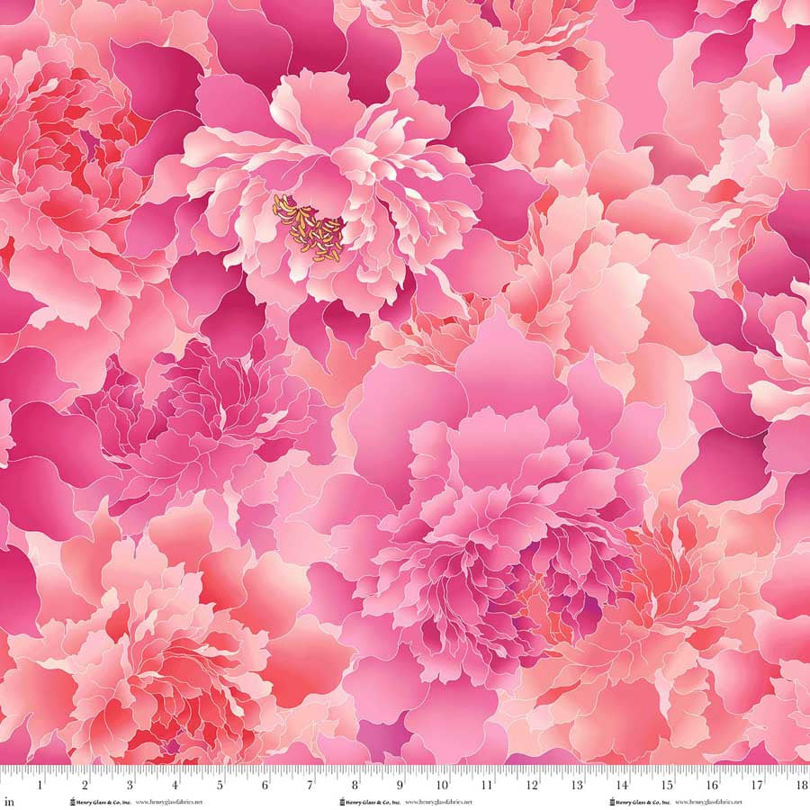 Peony Paradise 118" Wide Back - Pink | 3603W-22 | Henry Glass