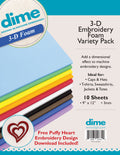 DIME 3-D Embroidery Foam Variety Pack – 10 Assorted Colors | 3mm