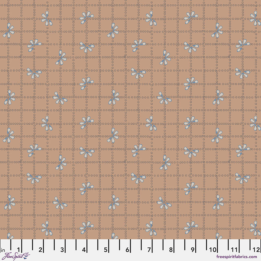 Flourish and Bloom Collection with Bloom Check in Tan for Free Spirit Fabrics