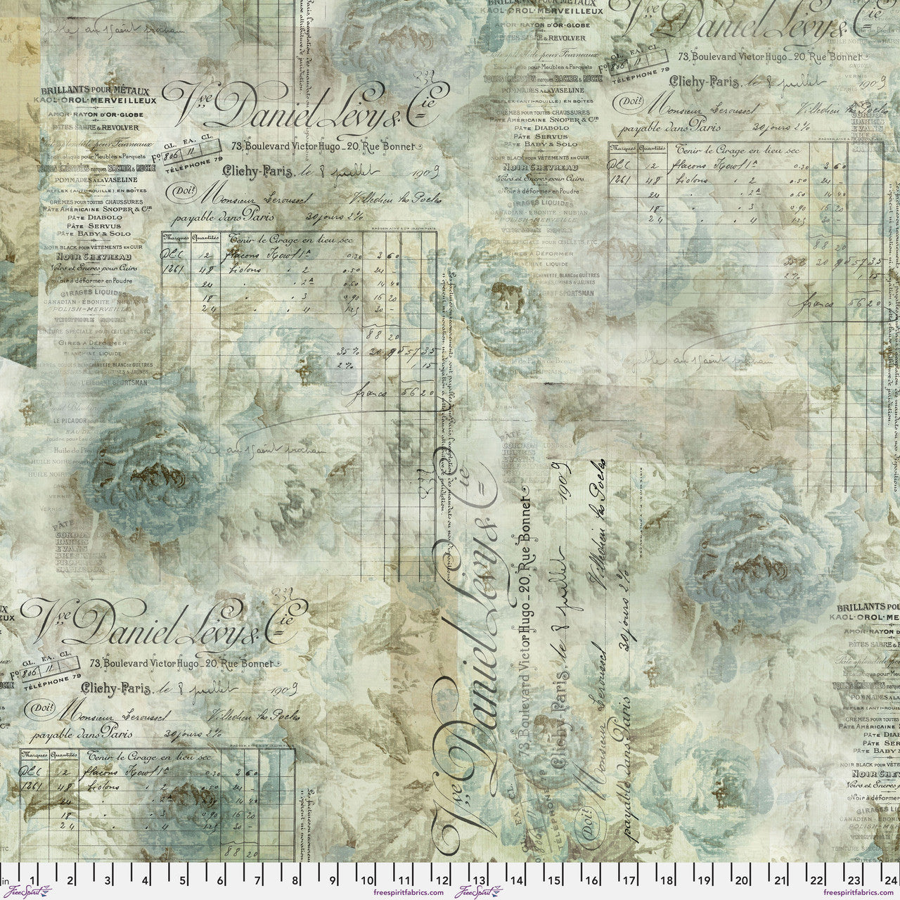 Eclectic Elements Receipt Aqua Remnant 2.25 yds