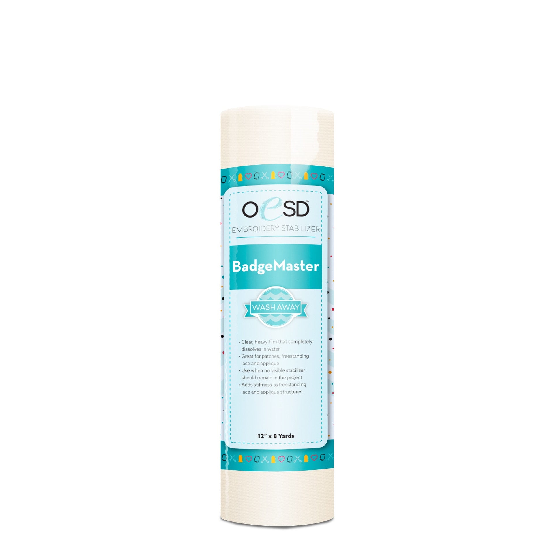 OESD BadgeMaster WashAway Stabilizer – 12" x 8 yd | Freestanding Lace & Patches