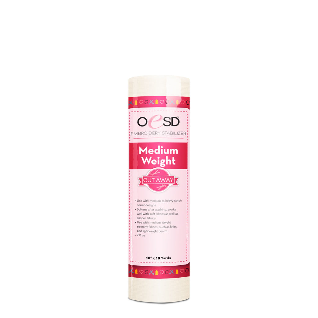 OESD Medium Weight CutAway Stabilizer – 10" x 10 yd | White