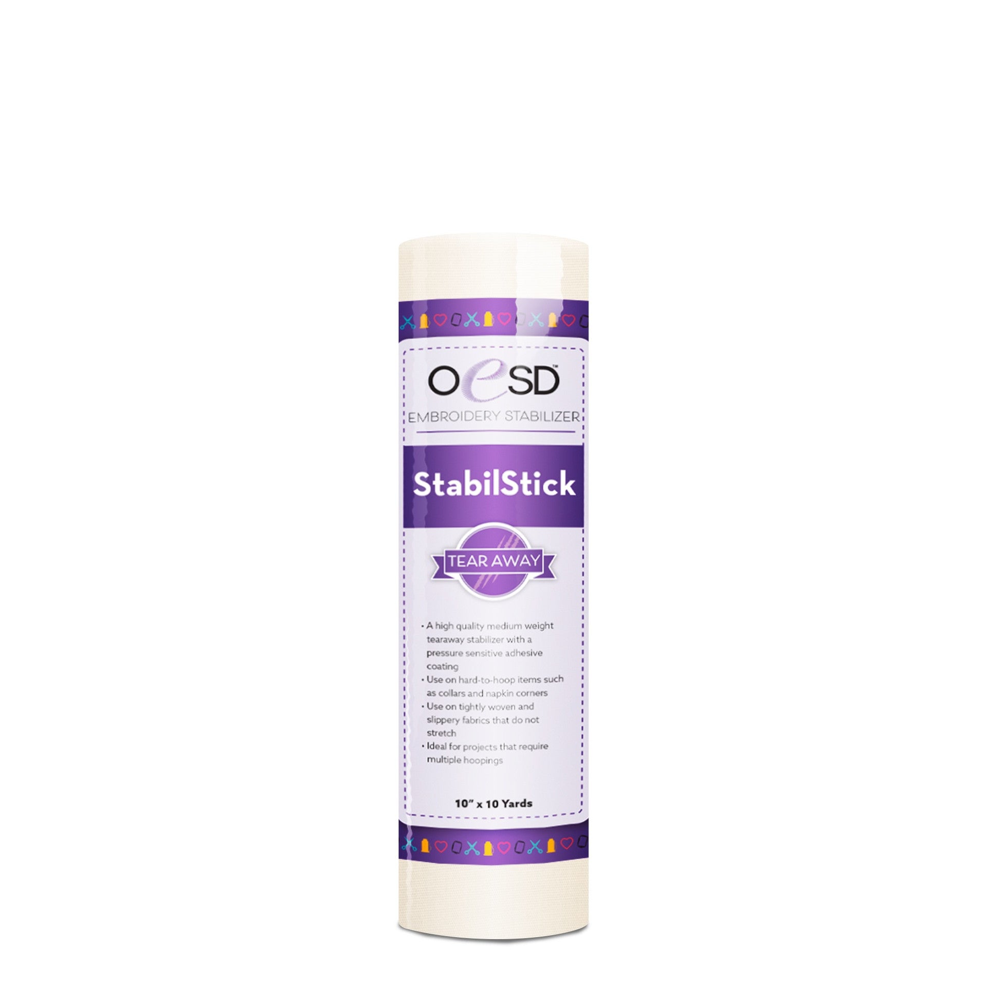 OESD StabilStick TearAway Stabilizer – 10" x 10 yd | Adhesive Backing
