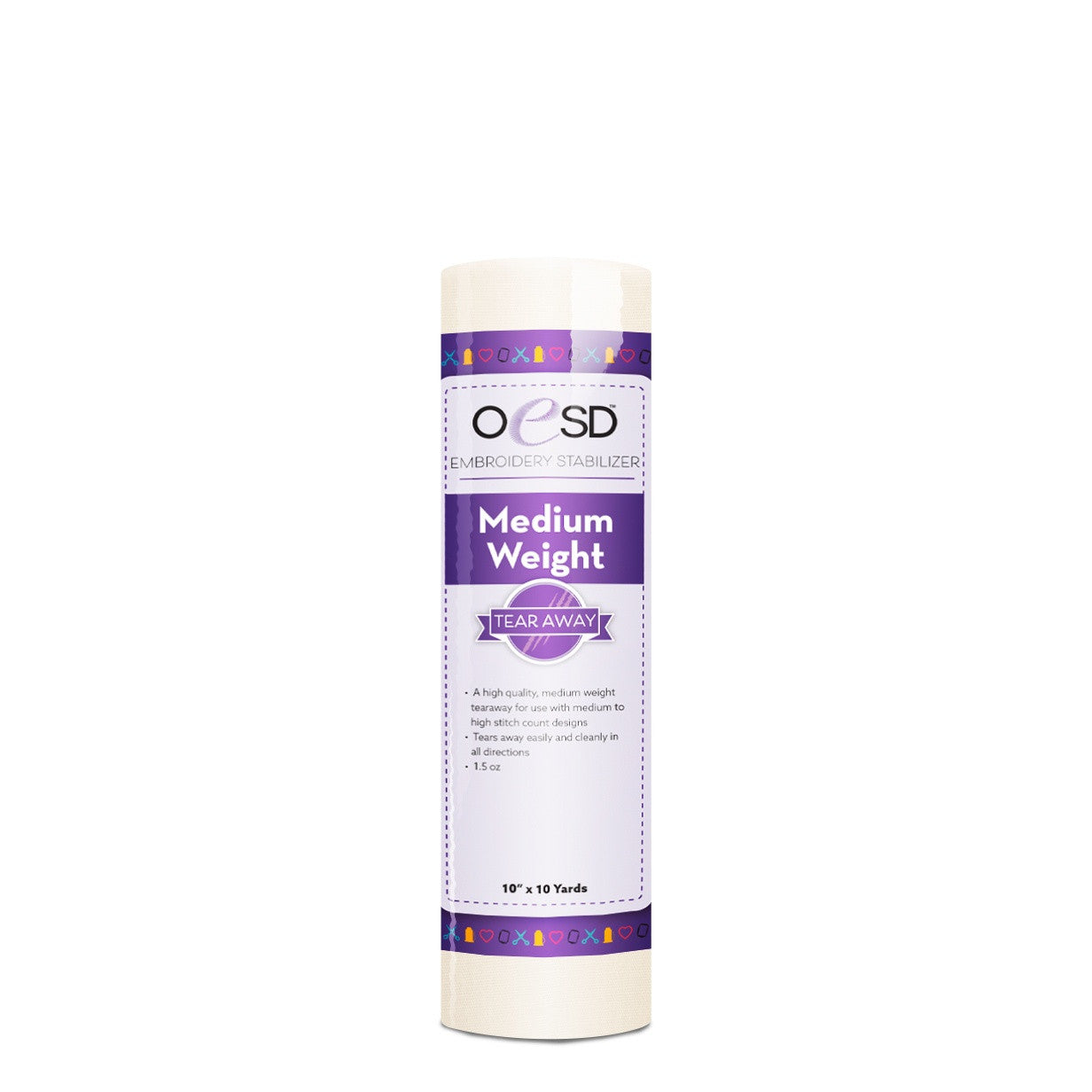 OESD Medium Weight TearAway Stabilizer – 10" x 10 yd | White
