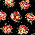 Harvest Rose Flannel with Bouquets in Black by Maywood Studio