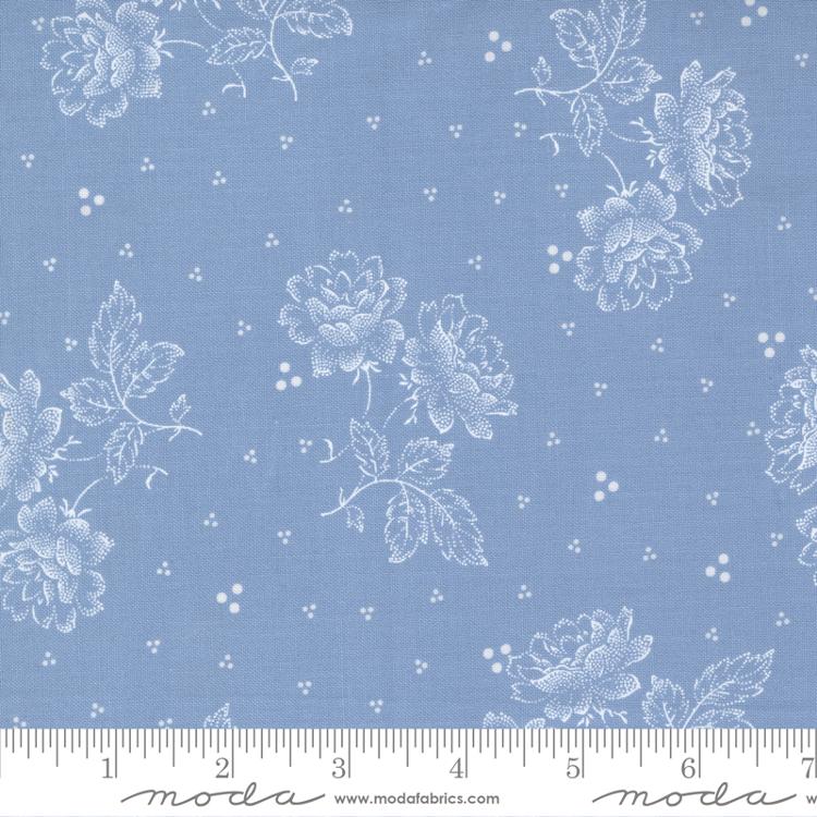 Isabella Sky Blue Rose Calico by Minick and Simpson for Moda