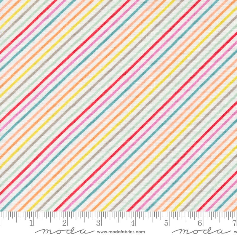 Laguna Sunrise Multi Color Stripe on Off White by Sherri & Chelsi for Moda Fabrics