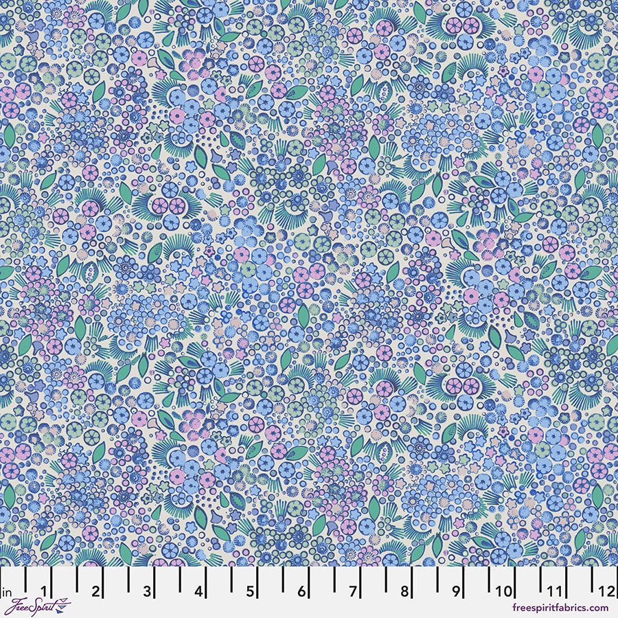 Flourish and Bloom Collection with Little Meadow in Blue for Free Spirit Fabrics
