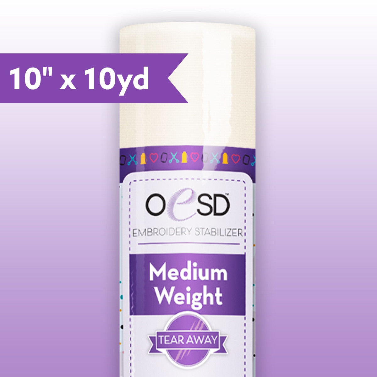 OESD Medium Weight TearAway Stabilizer – 10" x 10 yd | White