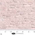 Parisian Snippets Collection with Script in Light Pink color for Blank Quilting