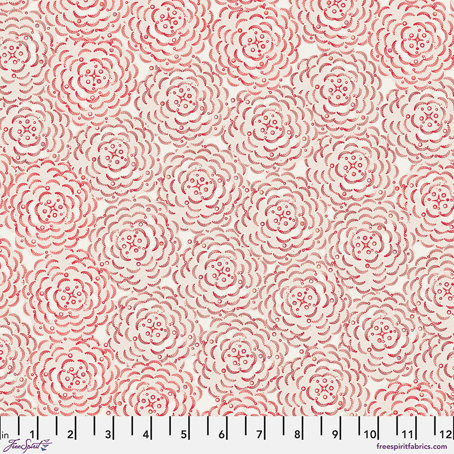 Flourish and Bloom Collection with Peony in Red for Free Spirit Fabrics