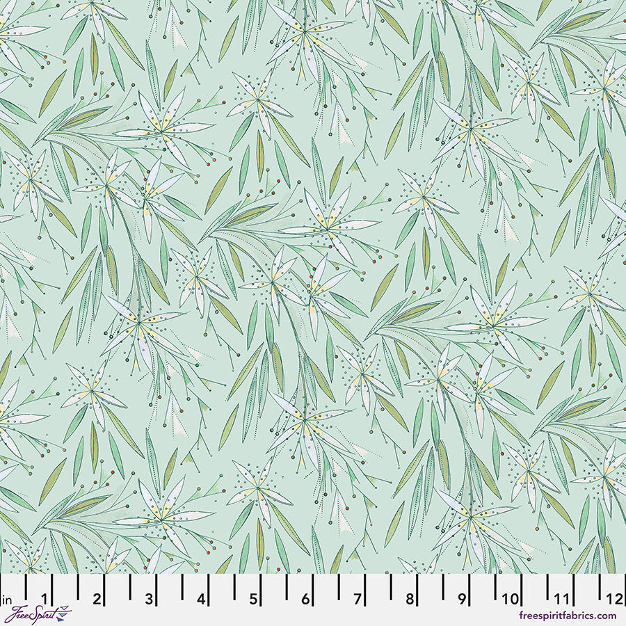 Flourish and Bloom Collection with Star Mint in Mint for Free Spirit Fabrics