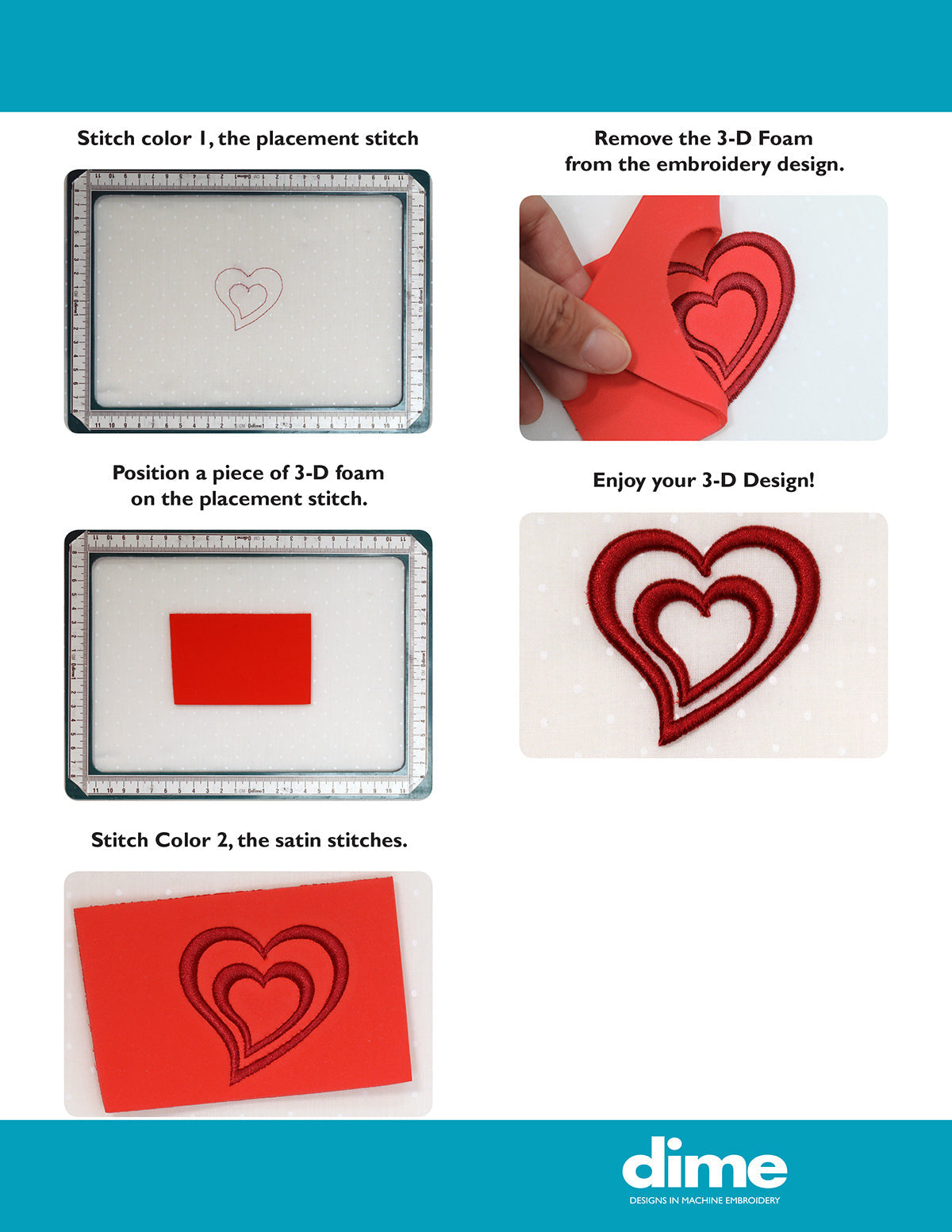 DIME 3-D Embroidery Foam Variety Pack – 10 Assorted Colors | 3mm